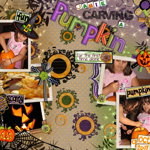 Jamie carving a pumpkin