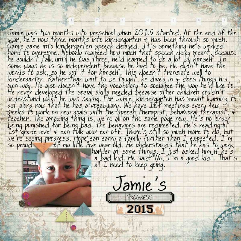 Jamies Progress 2015