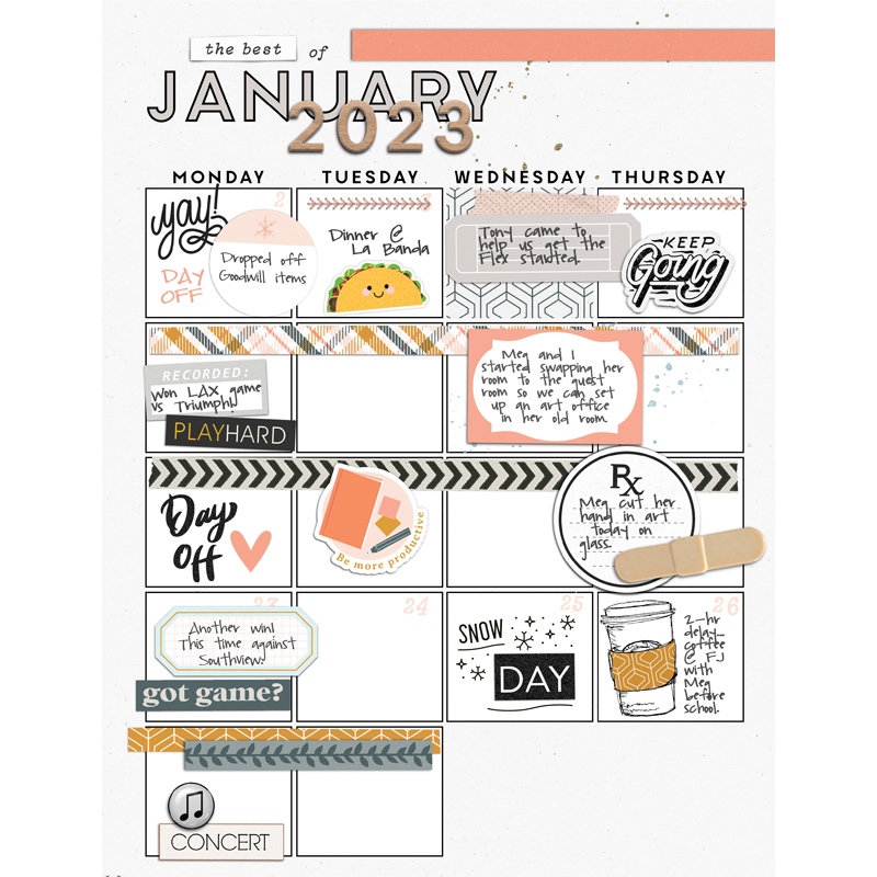Jan 2023 Memory A Day Calendar - Left