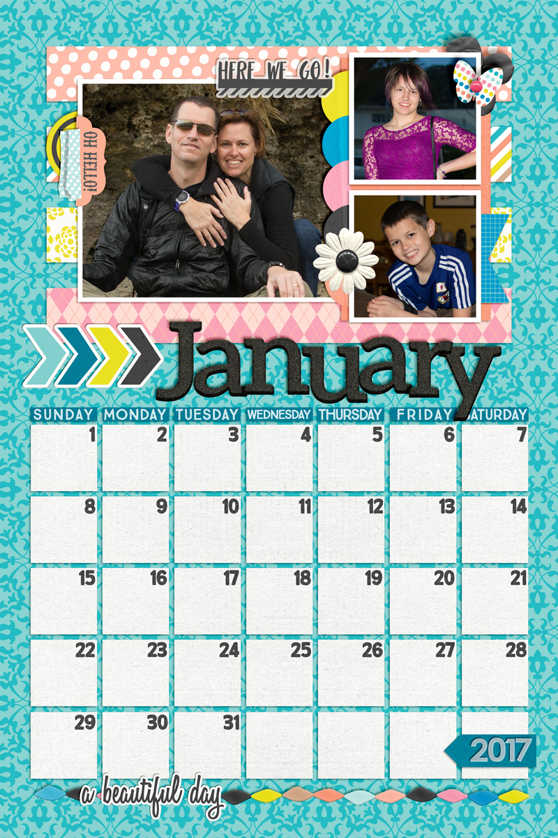 January 2017 12x18 Calendar Page