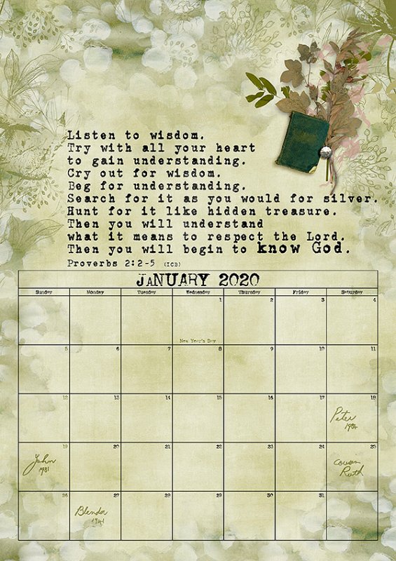 January 2020 Calendar