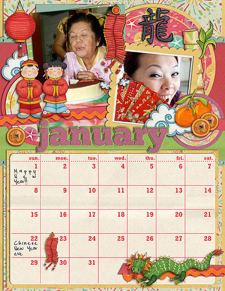 January Calendar for Grandma