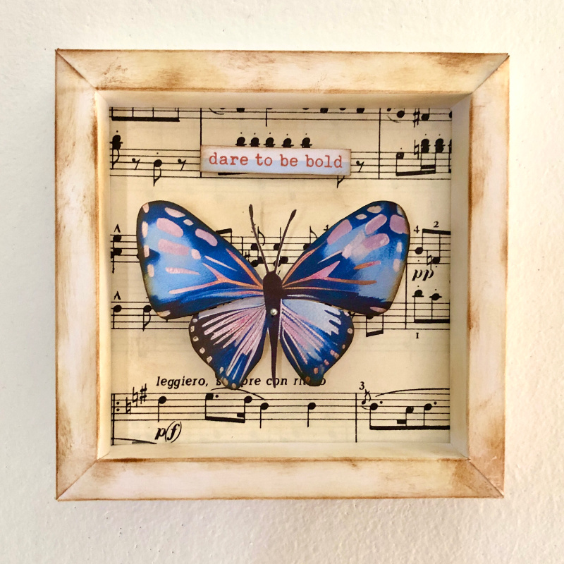 July Hybrid Challenge - Butterfly shadow box