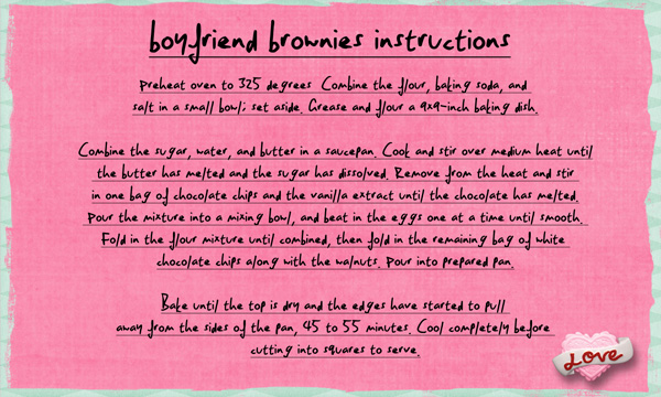 make him your Boyfriend brownies directions