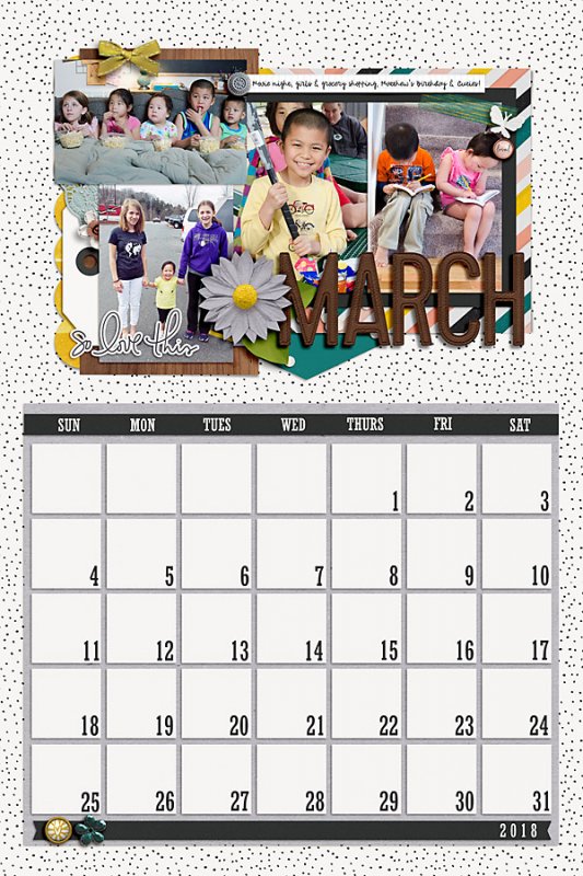 March 2018 Calendar