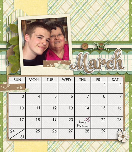 March Calendar Page