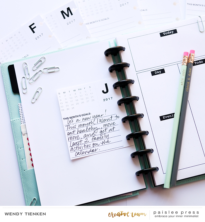 Monthly Goals insert for my Planner