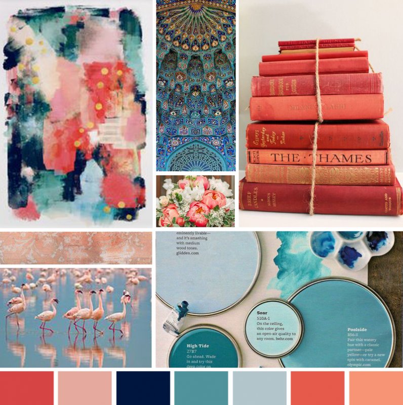 Moodboard 2- Shades of Coral, Orange and Blue