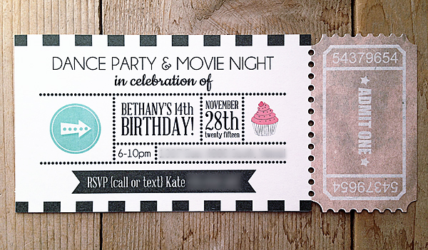 Movie Ticket Invitations