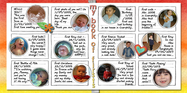 my book of firsts