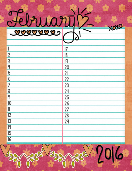My February journal page
