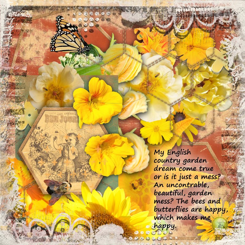 Nasturtium, Squash, Coreopsis, Roses, We Don't Care, We're Living Country Gardenside In Our Dreams.