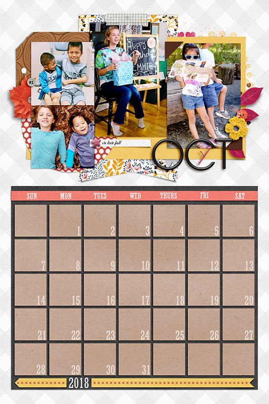 October Calendar for 2018