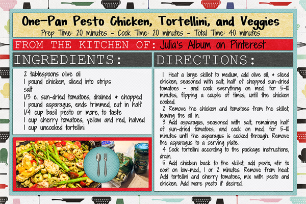 One Pan Pesto Chicken Tortellini and Veggies Recipe