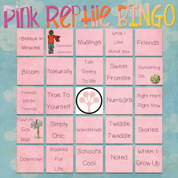 Pink Reptile Bingo Card