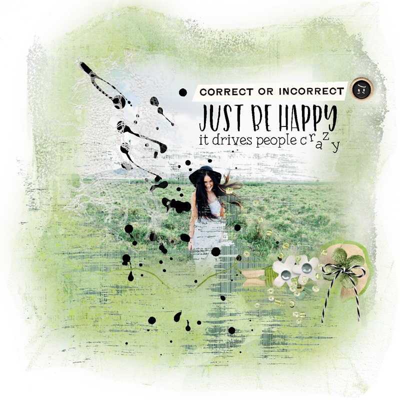 Pink Reptile Designs-January Layout Challenge-Just Be Happy-WA Quote-Breathe In Happiness