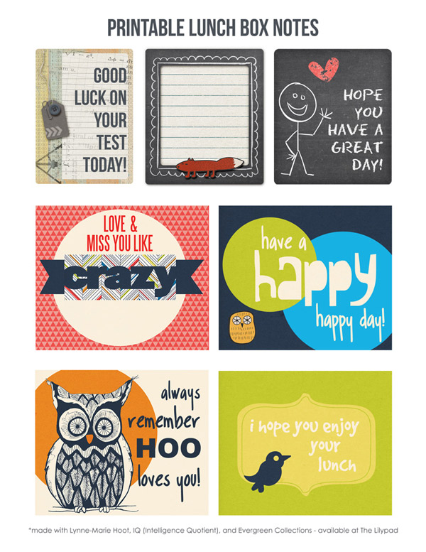 Printable Lunch Box Notes