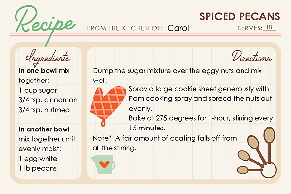 Recipe Card Spiced Pecans