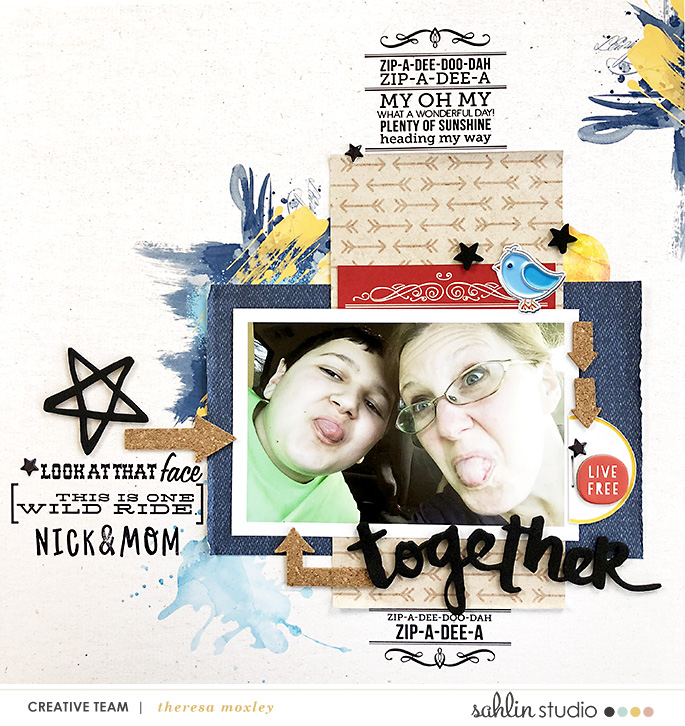 Sahlin Studio Creative Team Theresa Moxley | Hybrid Layout ft. Frontier Artsy and Pins!