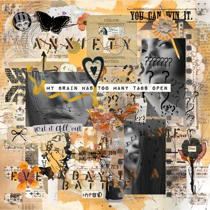 Scrapping With Liz-August-Template Challenge-Anxiety:Interlude