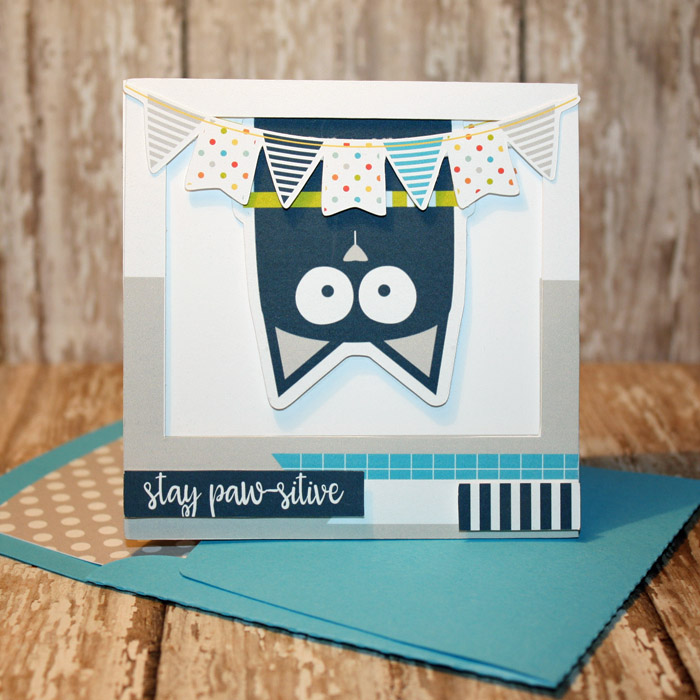 Stay Pawsitive Card with matching envie