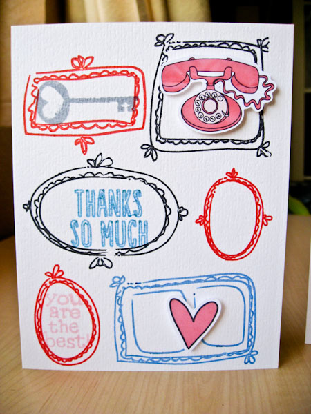 Thank You card using doodled frames