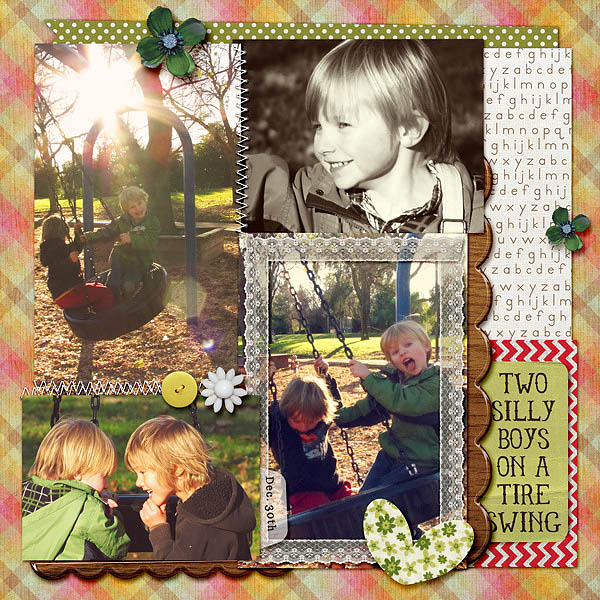 Two Silly Boys on a Tire Swing