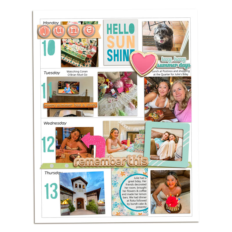 Week 24 Memory Planner - Left Page