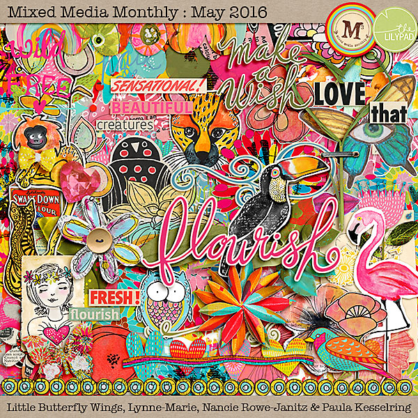 May 2016 Mixed Media Monthly Main Kit - Flourish