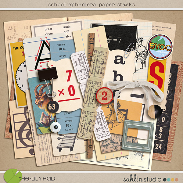 School Ephemera Paper Stacks