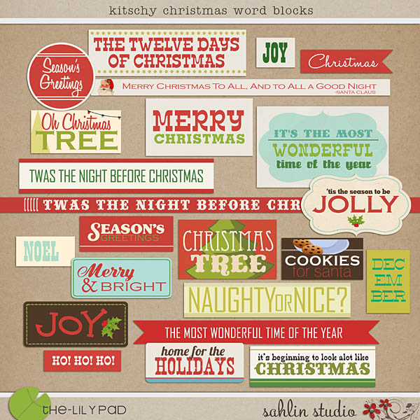 Kitschy Christmas: Word Blocks