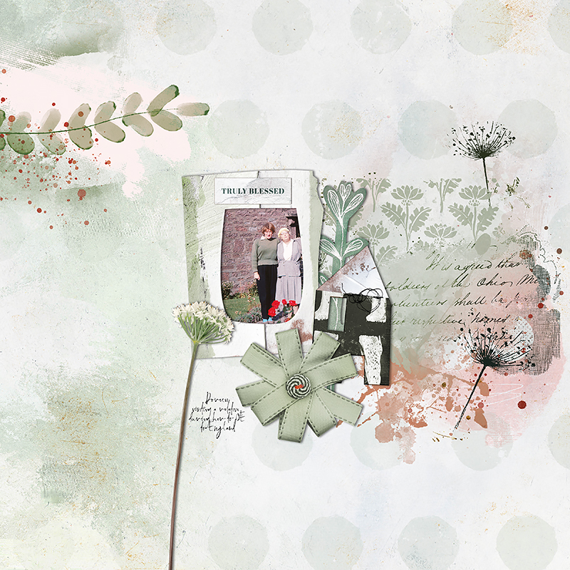 Digital scrapbook layout using Natura collection by Lynn Grieveson