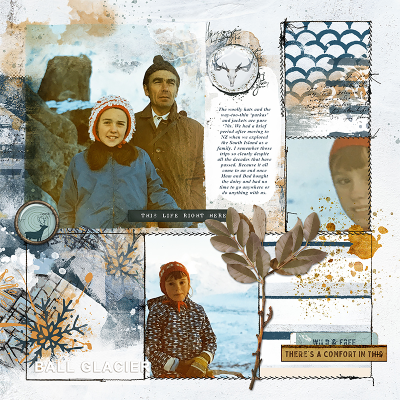 Digital scrapbook layout by Lynn Grieveson using "Elk State" collection and Messy Pockets Boxed 2