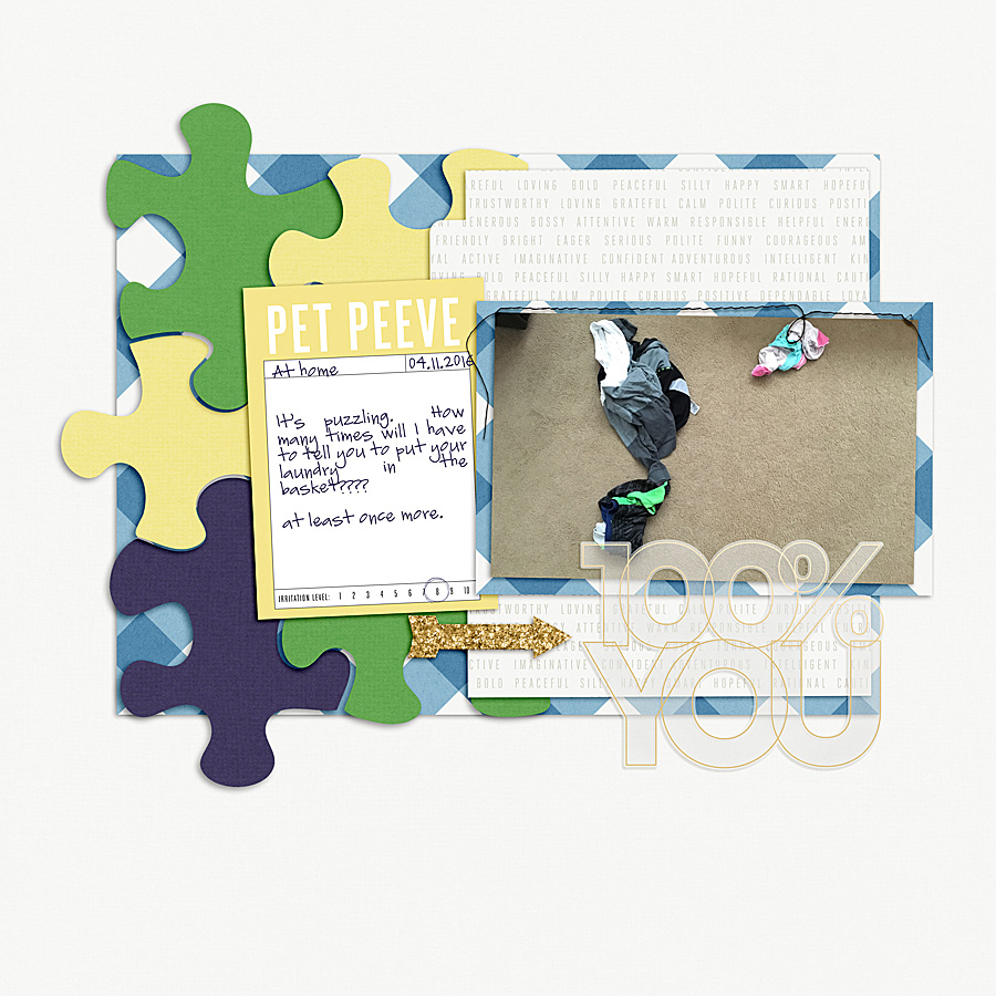 Digital Scrapbook Template - Puzzle Piece | Scrapping with Liz