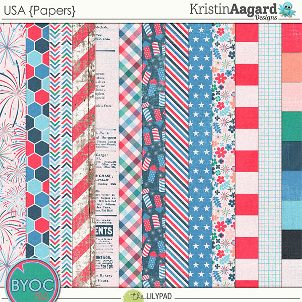 Digital Scrapbook Papers - USA | Kristin Aagard