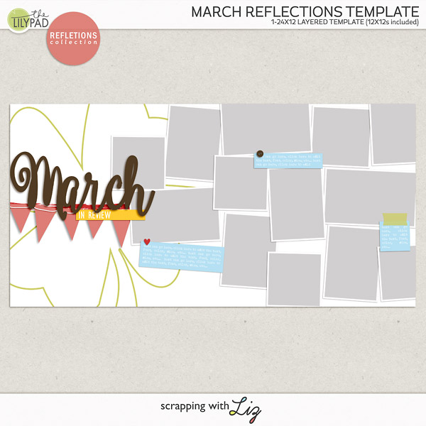 Digital Scrapbook Template - March Recap