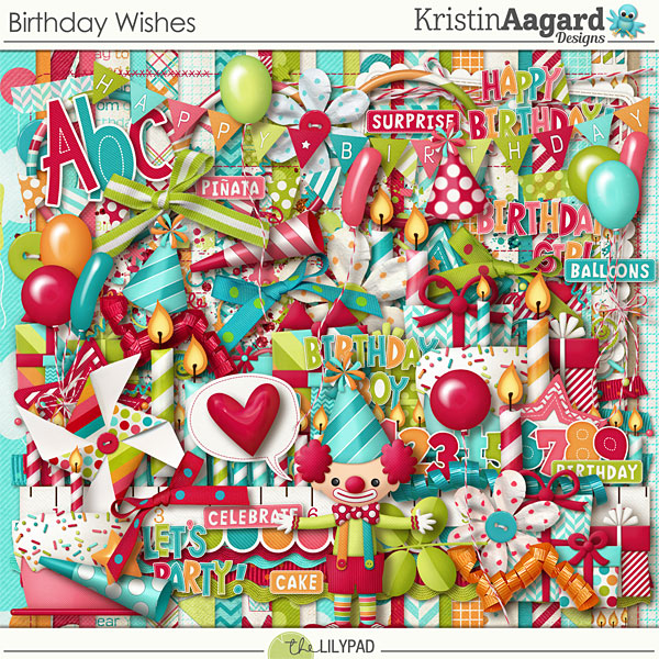 GingerScraps :: Kits :: Birthday Wishes Girl Digital Scrapbooking Kit