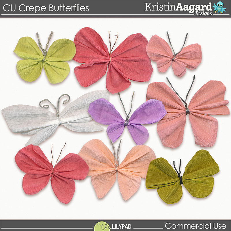 Aqua Crepe Paper Butterflies, Set of 2