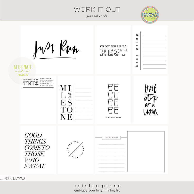 Work It Out Journal Cards by paislee press