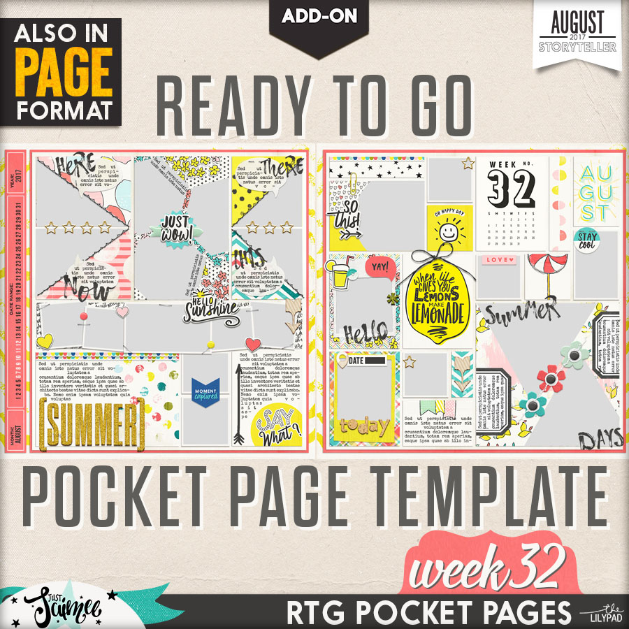 Ready-To-Go 12 x 12 Pocket Page Templates Week 32 - Storyteller August 2017  Add-on