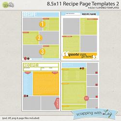 Digital Scrapbook Templates - 8x11 Recipe Page 1