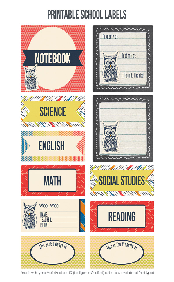 School Labels Printable with Lynne-Marie Designs