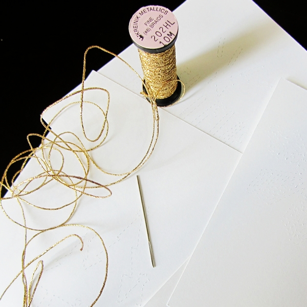 stitched journal cards thread