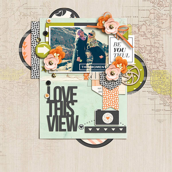 A digital scrapbooking layout created using the Lilypad's June monthly pocket subscription collection