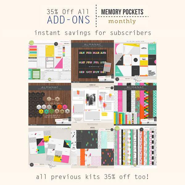 The collection of add-ons available for the August Memory Pockets Monthly  Collection