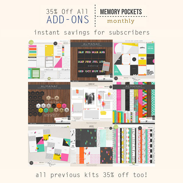 The collection of add-ons available for the August Memory Pockets Monthly Collection