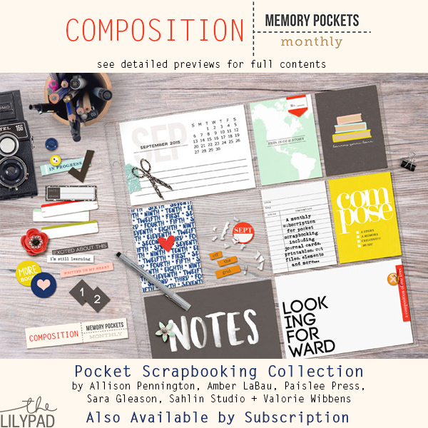 Memory Pockets Monthly is a pocket scrapbooking subscription at the Lilypad