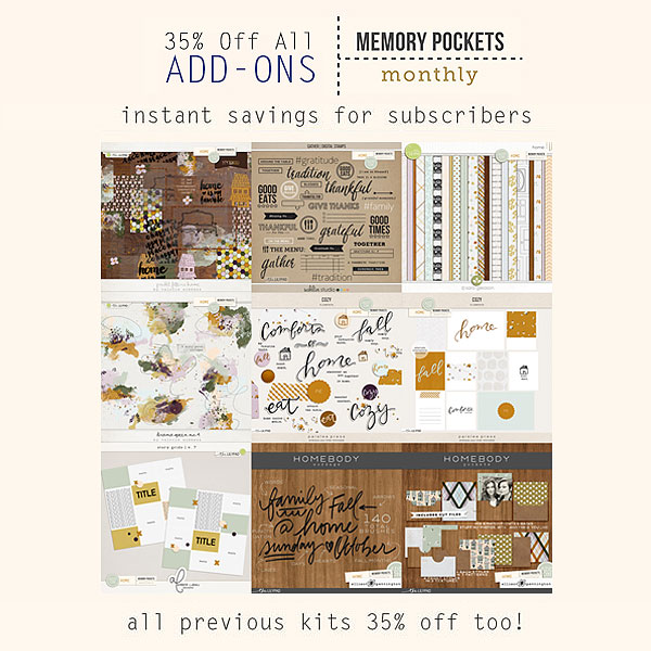 Add-ons that coordinate with the Memory Pockets Monthly November Collection {HOME} at the Lilypad
