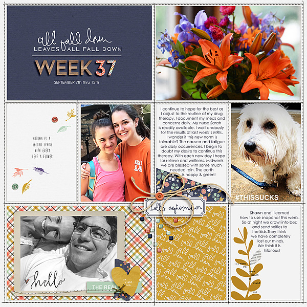 Project Life Wk 37 Page 1 by KellyM at the Lilypad, using products from the October Memory Pockets Monthly Collection MOSAIC