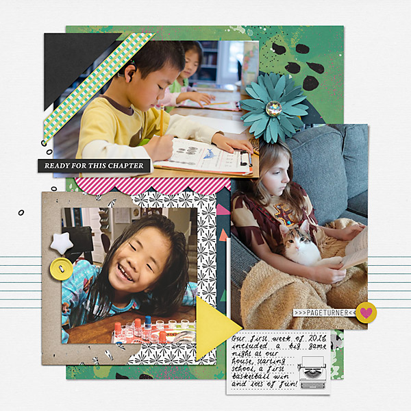 2016 Weekly Life Page 1 {left} by ScrappingwithLiz at the Lilypad using products from the January 2016 Memory Pockets Monthly January 2016 Collection CHAPTER